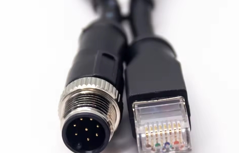 M12 8Pin 8 Pin X Code Male Connector to RJ45 8P8C Male Industrial Ethernet Plug CAT6A Blue Shielded PUR Cable Customized Length